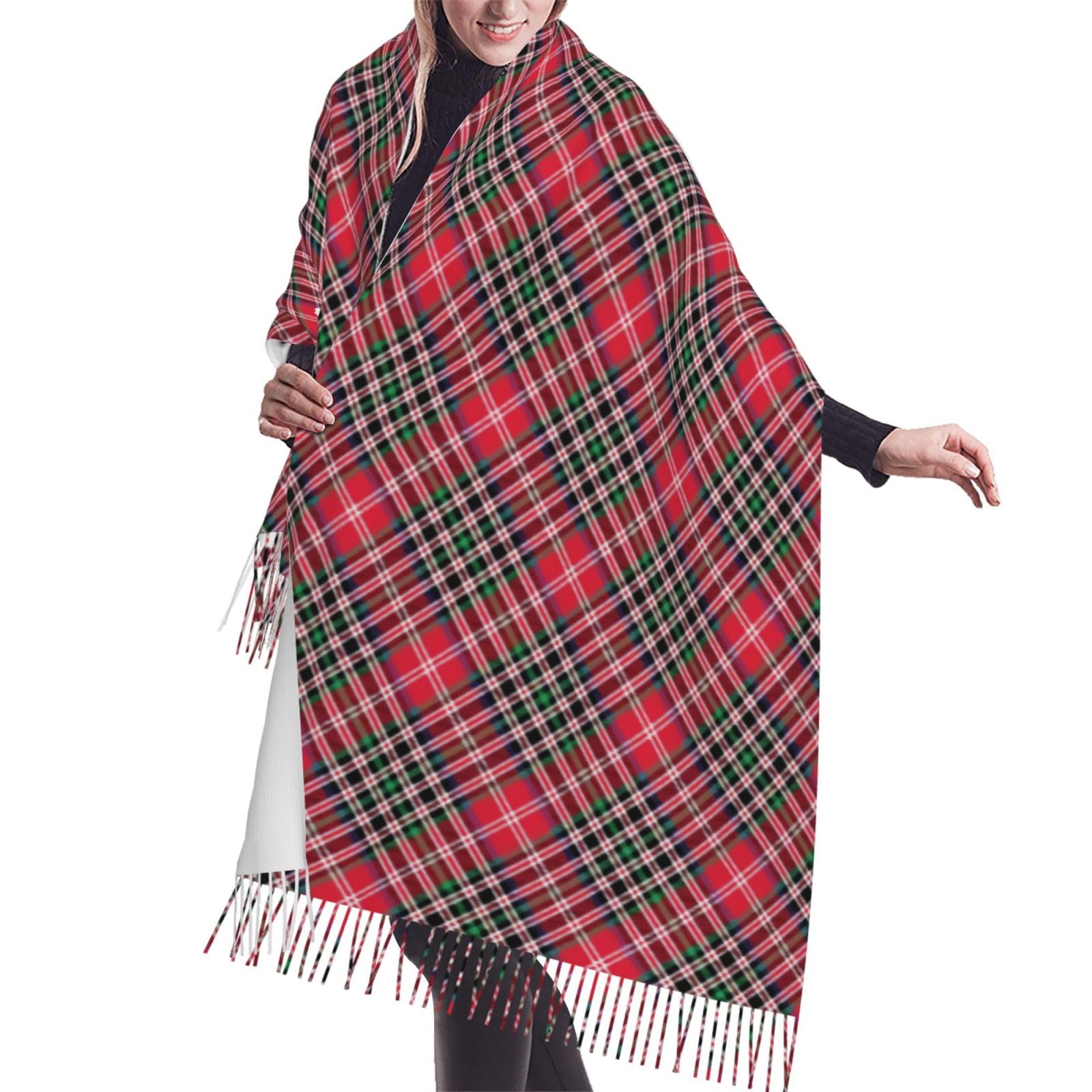 peiyeety Kemp-Tartan-Check-Diagonal Cashmere Fringe Scarf Autumn And Winter Scarves The Most Soft Classic