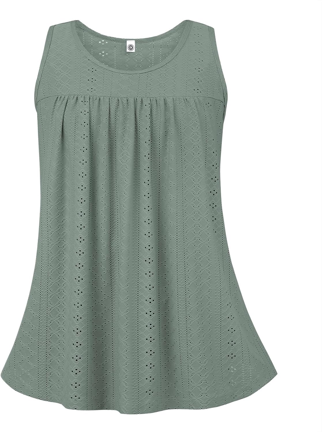 Lastshe Women's Plus Size Tank Top Tunic Flowy Loose Fit Tank Tunic with Scoop Neck Long Length for Casual Wear 1X-5X - Image 4