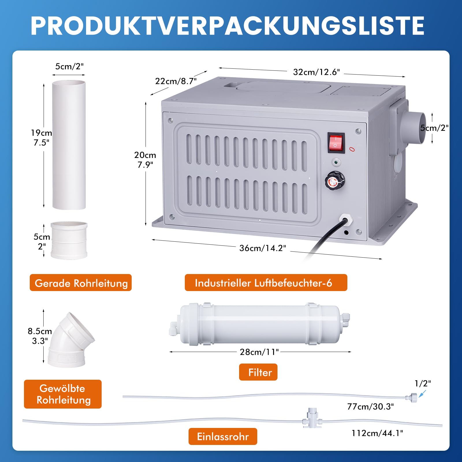 Umidificatore Industriale Grande Volume Mist Umidificatore Ad Ultrasuoni Macchina Nebbia con Filtro Universale Tubo in PVC per Officina Supermercato Magazzino Pianta Ver