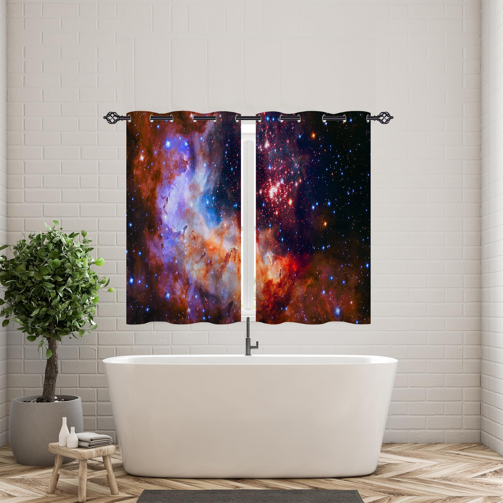 ANHOPE Galaxy Curtains Eyelet Soft Thermal Insulated Ring Top 80% Blackout Curtains with Cosmic Space Nebula Print Pattern Window Drapes for Kids Boys Girls Bedroom Living Room 46 x 54 Inch 2 Panels - Image 3