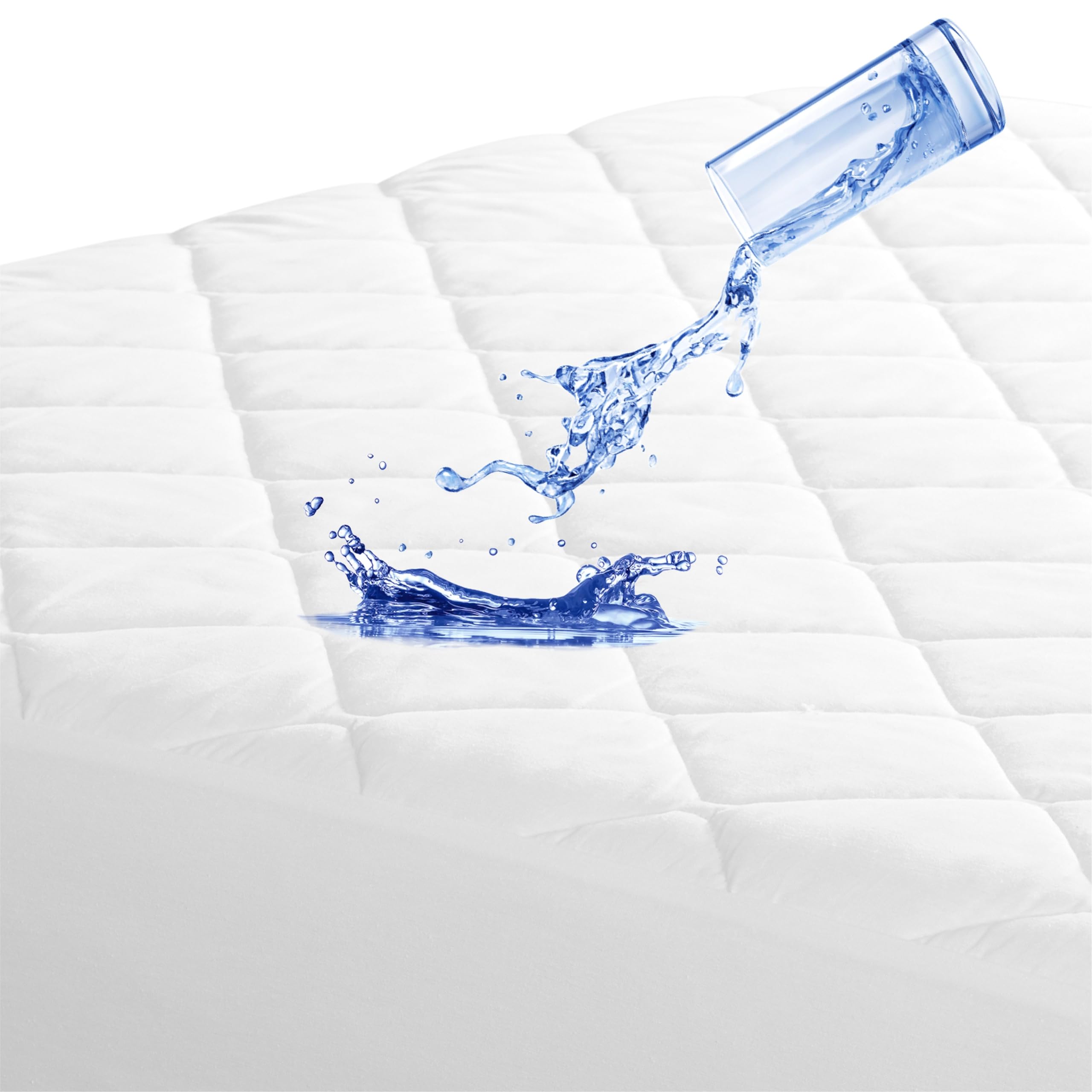 Quilted Mattress Protector Comfortable Mattress Cover Topper Protection with Waterproof Layer Absorbent Soft Non-Slip Backing & Easy Fitting Single (90x190+25cm)