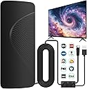 2026 Upgraded TV Antenna: TV Antenna Indoor for Local Channels with Amplifier, 3000+ Miles Long-Range Reception Supports Digital 4K 1080P HD Smart TV/Older TVs, 33ft Coaxial Cable