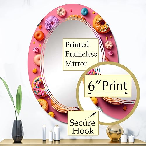 Miniatura 3 de Espejo de pared de Food Donuts, espejo moderno ovalado, espejo de baño rosa redondo, espejo de tocador de donas de alimentos, irresistible Donut