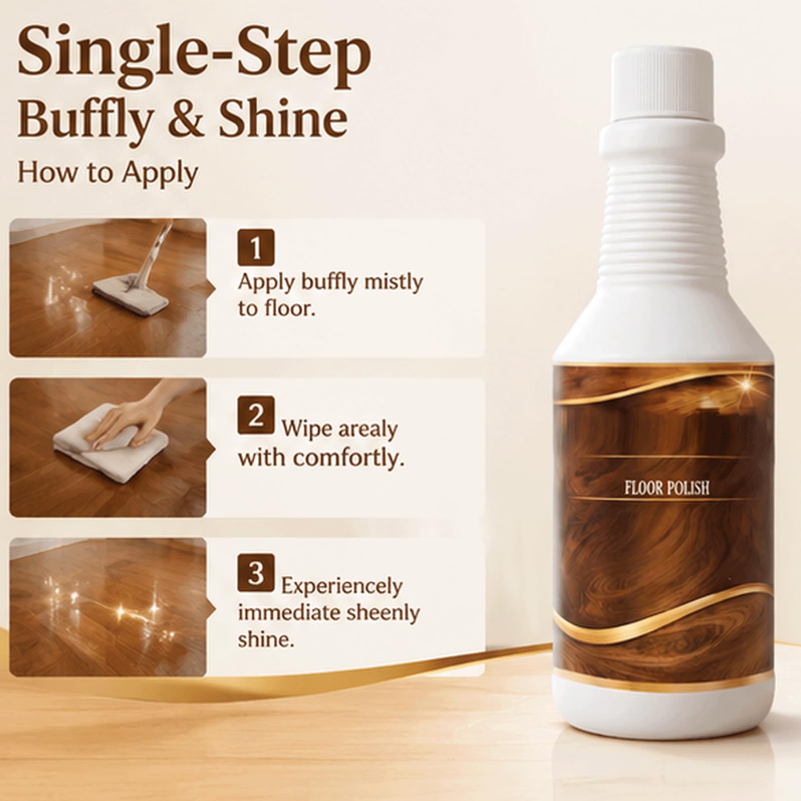 Limpiador de pisos de madera y buffly, refuerzo de brillo multiárea para madera dura,laminado y vinilo,piso de alto brillo buffly mistly, madera de secado rápido arealy buffly para muebles, (2 piezas)