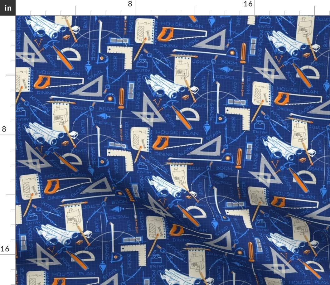 Spoonflower Fabric - Builders Small Men Building Masculine Printed on Petal Signature Cotton Fabric by The Yard - Sewing Quilting Apparel Crafts Decor