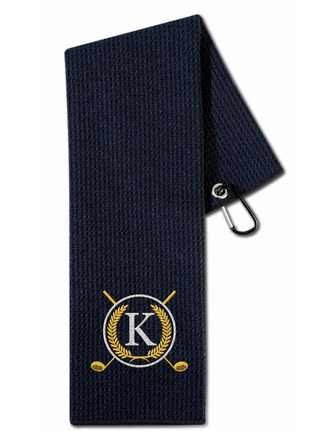CybGene Golf Towel with Monogrammed Embroidery, Initial Golf Gifts, Personalized Golf Accessory for Men, Women on Birthday, Retirement, Microfiber Golf Towel, Black-K โ image 1