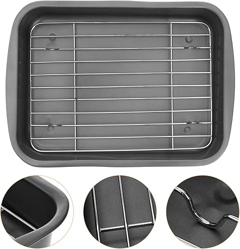 Miniatura 9 de UPKOCH Estante para hornear y enfriar con rejilla de alambre Bandeja antiadherente para hornear Metal BBQ Grill Rack