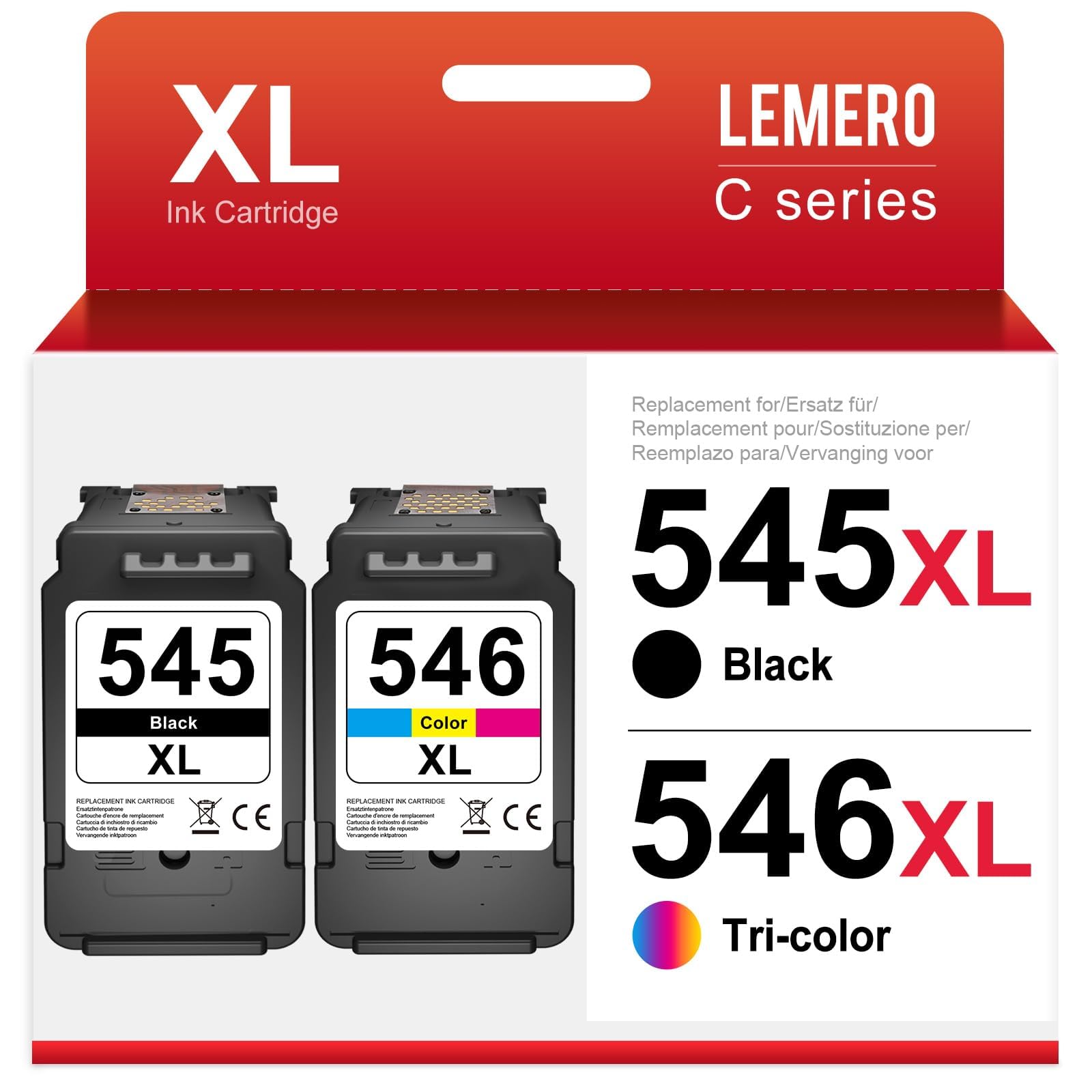 545XL 546XL Patronen Kompatibel für Canon Druckerpatronen 545 546 XL Multipack PG-545 CL-546 für Canon Pixma MX495 tR4550 TS3350 TS3150 TS3151 MG2555s MG2550s MG3050(Schwarz/Farbe,2-Pack)