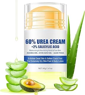尿素クリーム60%（足用）、角質溶解性皮膚バリアの深層保湿、最大強度尿素フットクリームスティック、乾燥した手と荒れた膝用