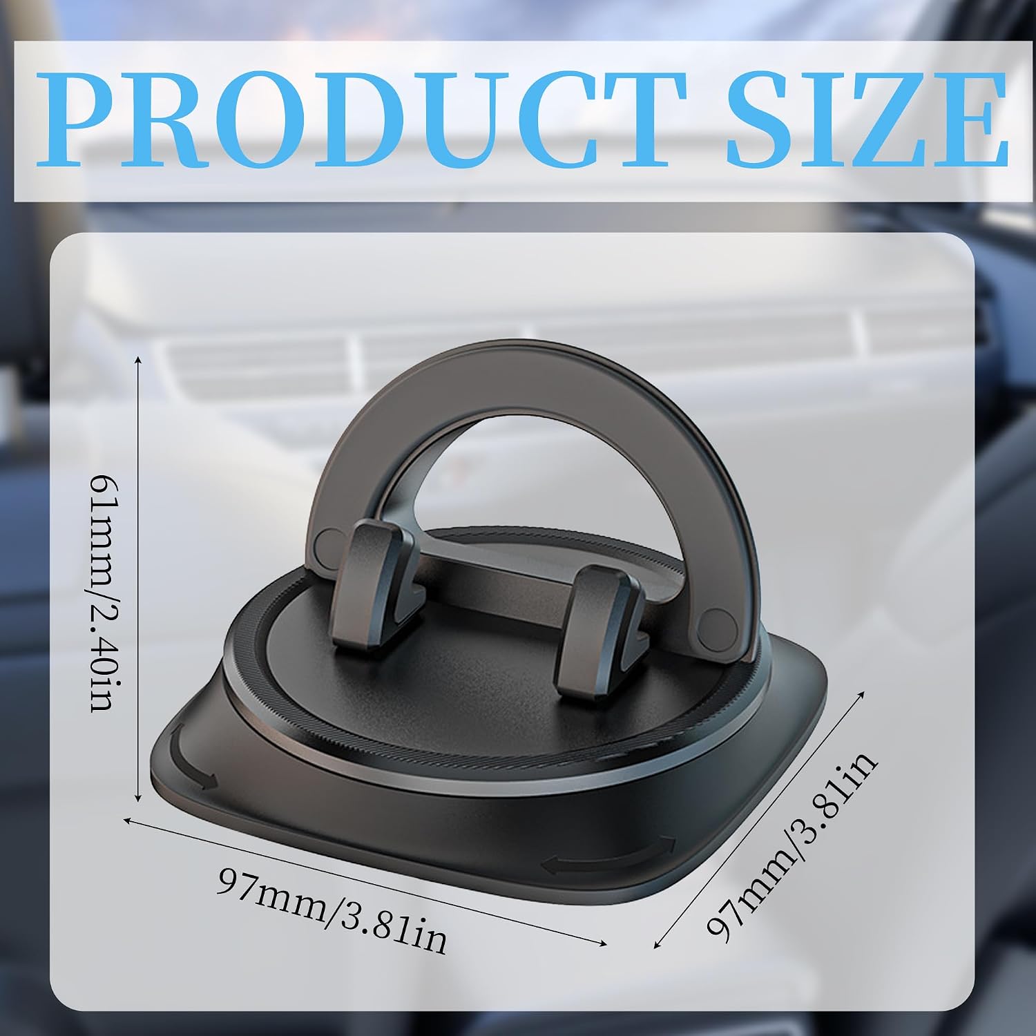 Mobile Phone Holder Car Dashboard, Non-Slip Car Phone Holder, 360° Rotating Car Holder with Non-Slip Pad, Universal Smartphone Holder Car, for Various Dashboards (Black) image 2