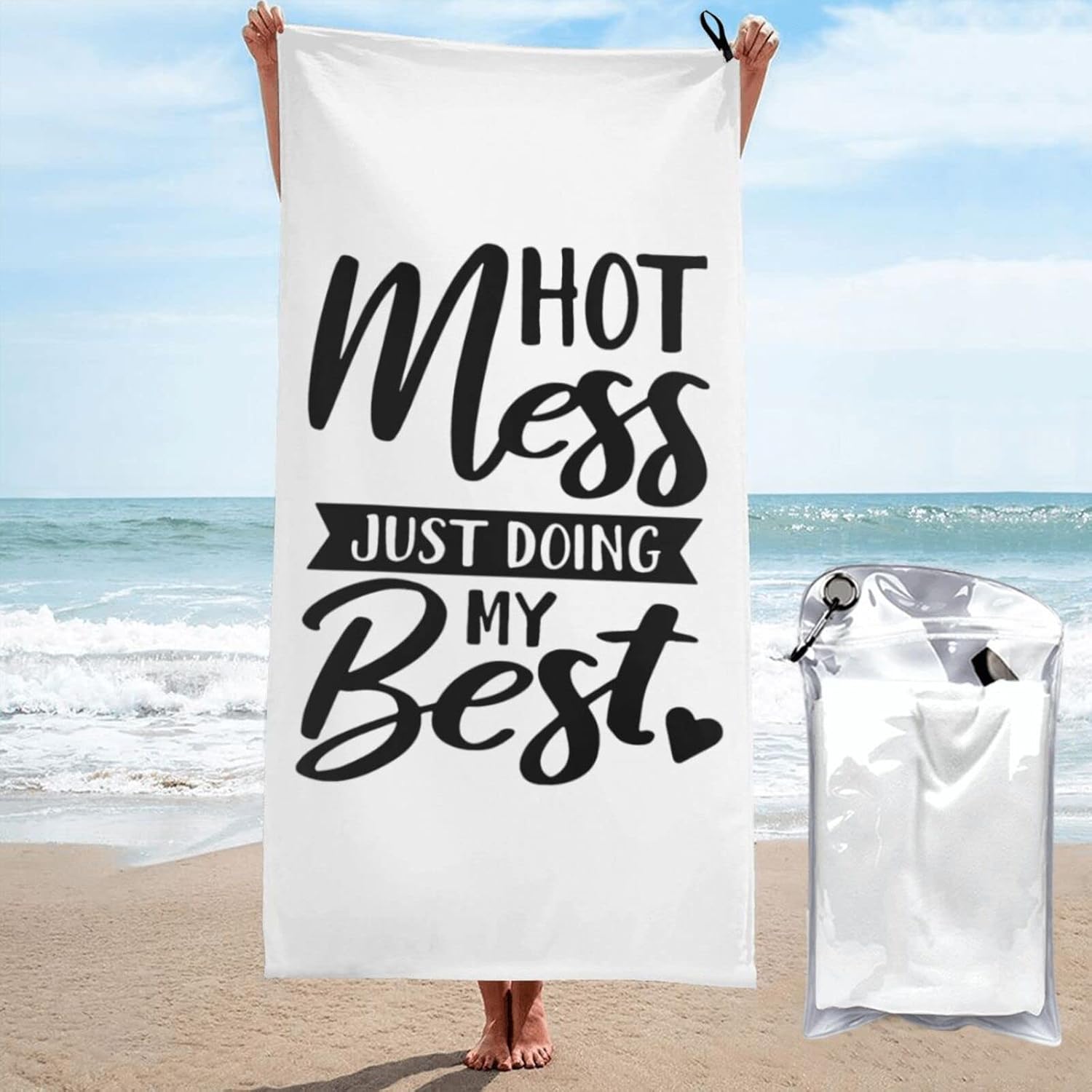 Beach Towel Hot Mess Just Doing My Best Sand-Free Towels for Travel Sports Quick Dry Camping Towels