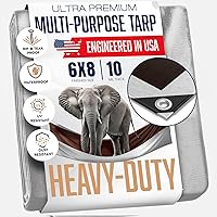 Vista 10 de Lona resistente de 10 x 20, 10 mil de grosor, impermeable, resistente a desgarros y decoloración, alta durabilidad, tratamiento UV, ojales cada 18