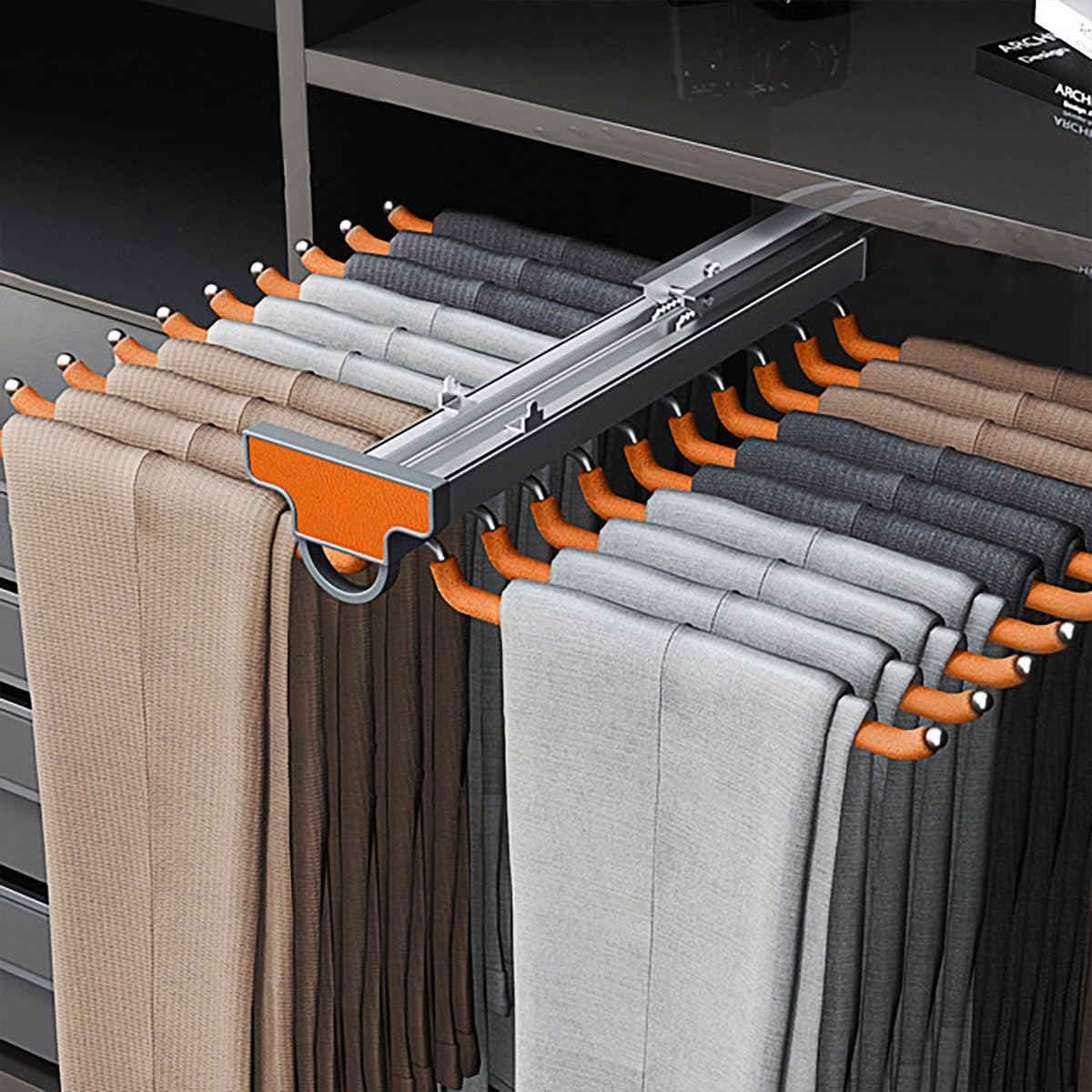 Podwójne rzędowe stojaki do spodni, 3 rozmiary stojak na ubrania aluminium aluminium + flocking piankowe spodnie wieszak tłumiący przesuwane ubra Beauty Comes
