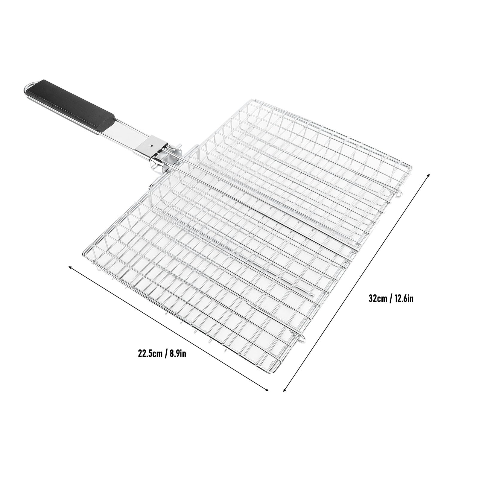 Cestello per Griglia, Griglia di Cottura in Acciaio Al Carbonio, Grande Accessorio per Barbecue da 12,6 X 8,9 Pollici per Pesce e Verdure (A)