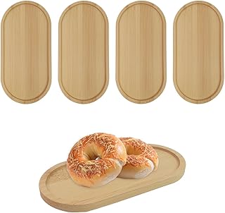 TYFGRT Bandeja Ovalada De 4 Piezas, Bandeja para Tazas De Té De Madera, Posavasos Simples, Bandeja para Cubiertos Pequeños, Bandeja para Candelabros Decorativos, Mini Bandeja para Plantas Verdes