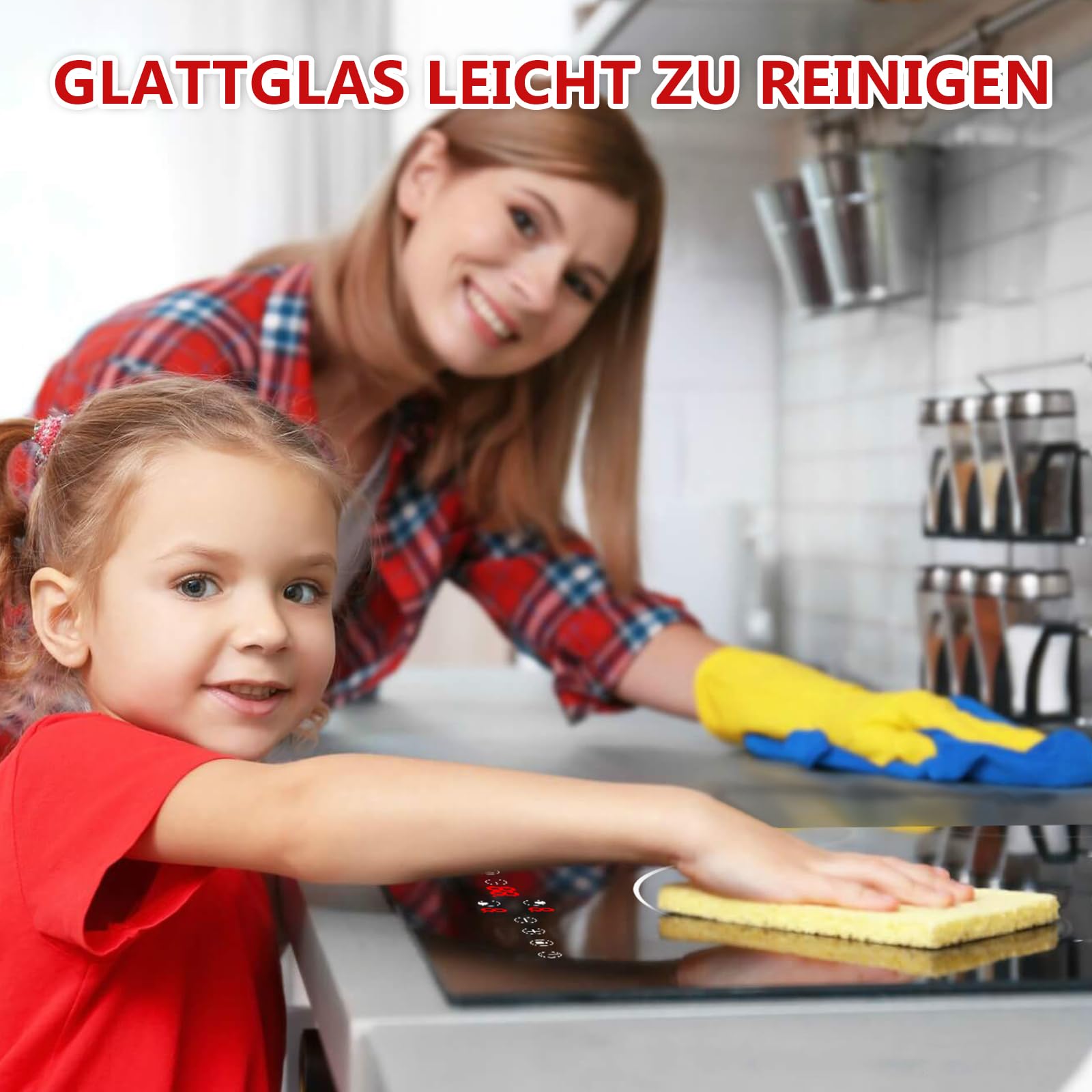 Glaskeramik-Herdestelle mit 2 Brennern, 3000W Einbaubare Glaskeramik-Herdestelle mit 2 Brennern und Steckdose, 9 Leistungseinstellungen, Senioren-gedachte Tastensteuerung, Timer