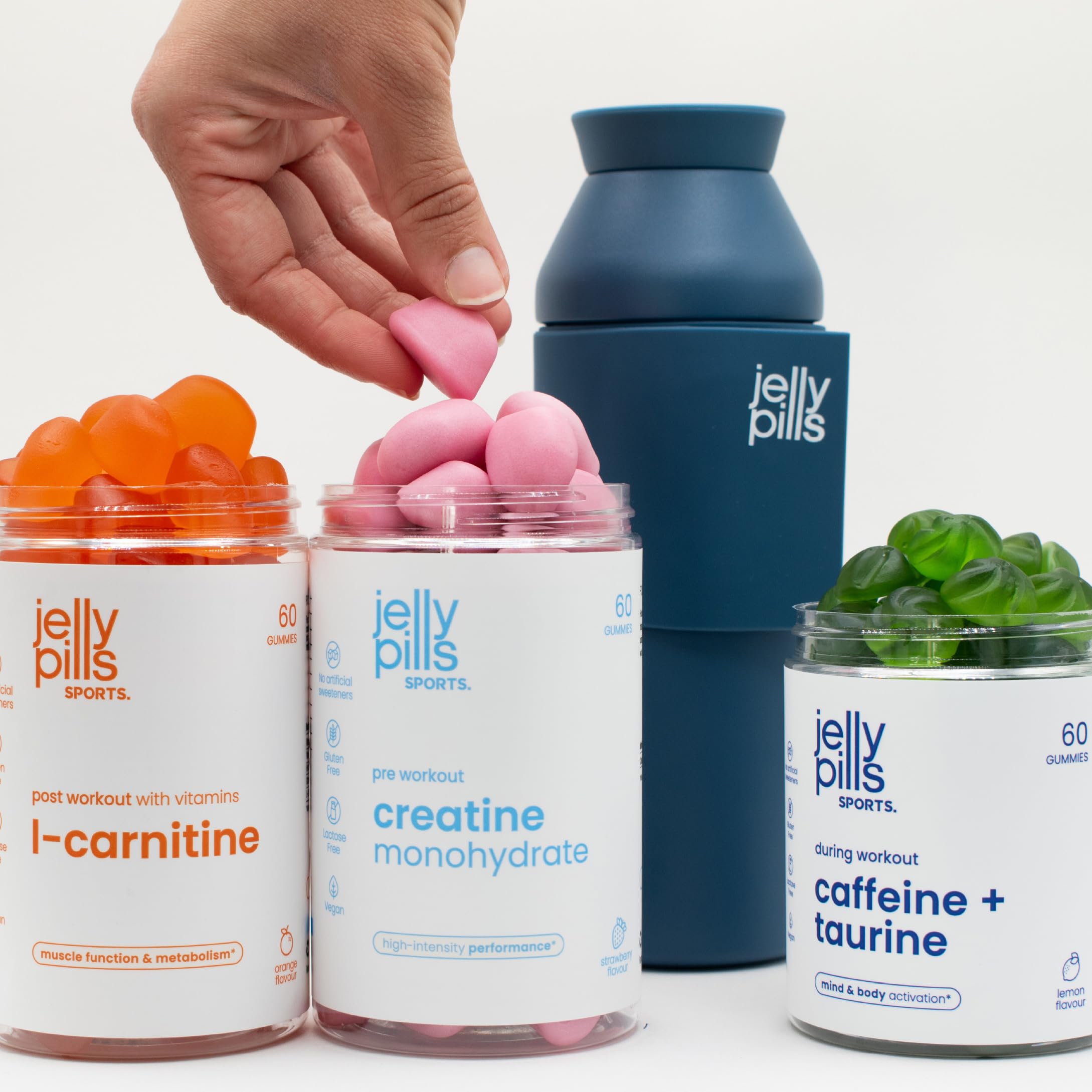 Gummies Créatine Monohydrate pure – 1,5 g par Gummy – 60 Gummies véganes – Pré-Entraînement Force, Performance Physique et Mentale – Renforcement Cognitif – Goût Fraise – Jelly Pills Sports – 1 mois