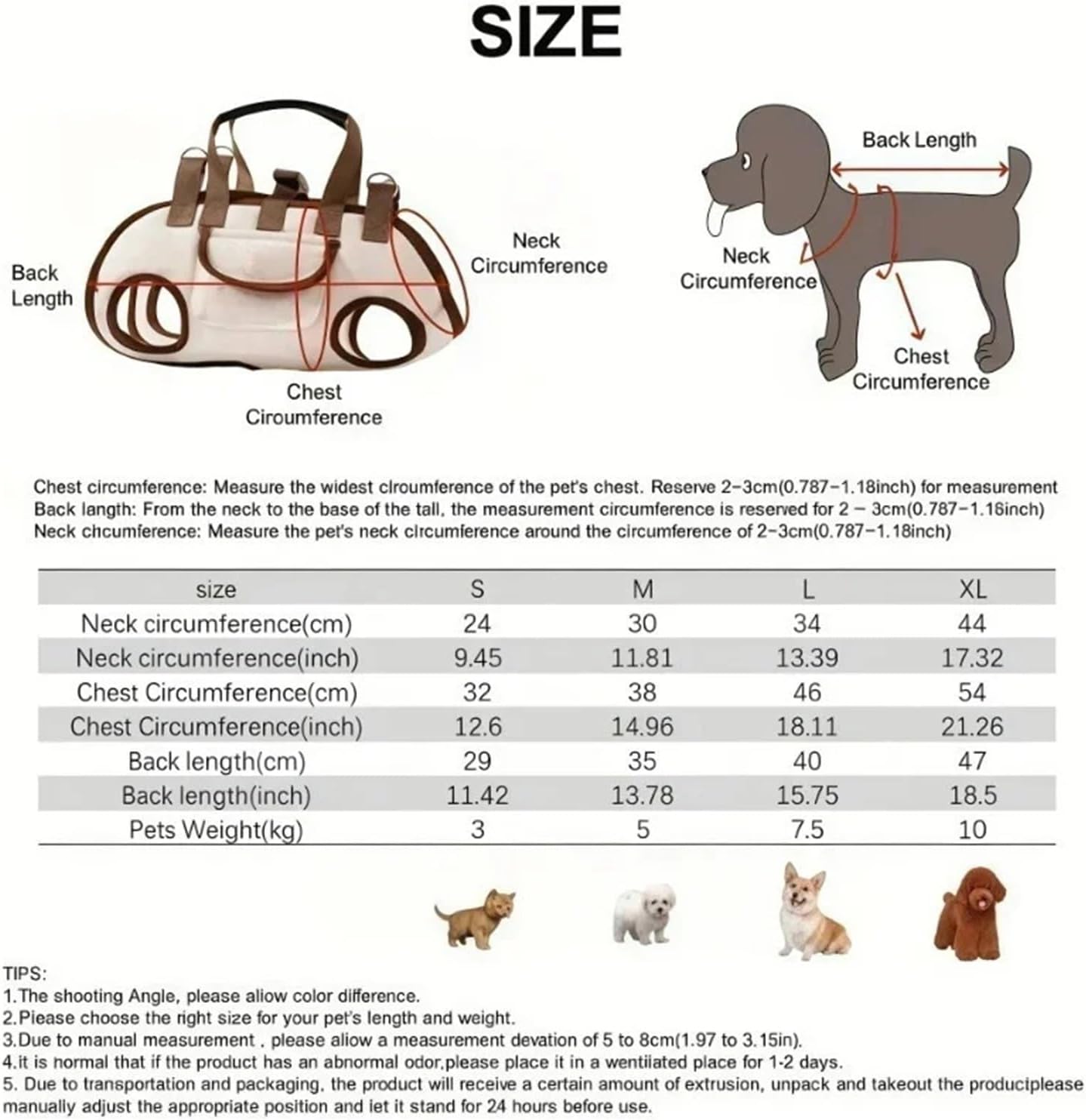 小型犬用スリングバックパック（リーシュアタッチメント付き） - 猫と子犬用のハンズフリーペットリフトハーネス - アウトドア旅行に最