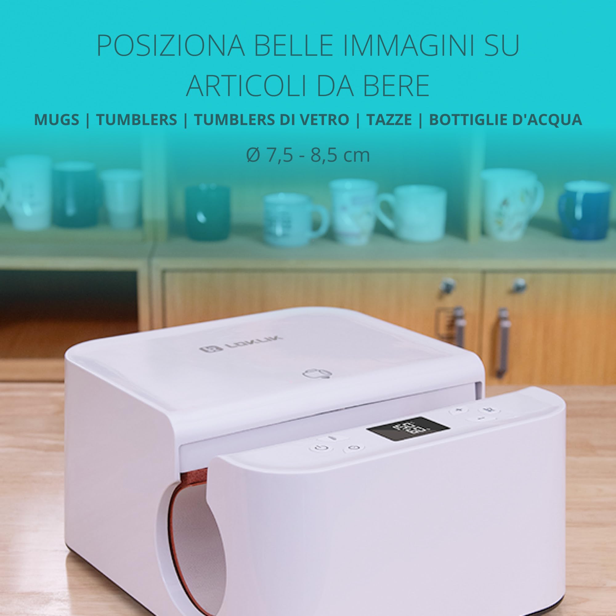 LOKLiK Auto Tumbler Heat Press per Tazze Bicchieri Mug Bottiglie e Borse - Personalizza con Pellicola Flex Vinile - Pressa a Caldo per Oggetti Personalizzati - Sublimazione - Vetro, Ceramica e Acciaio