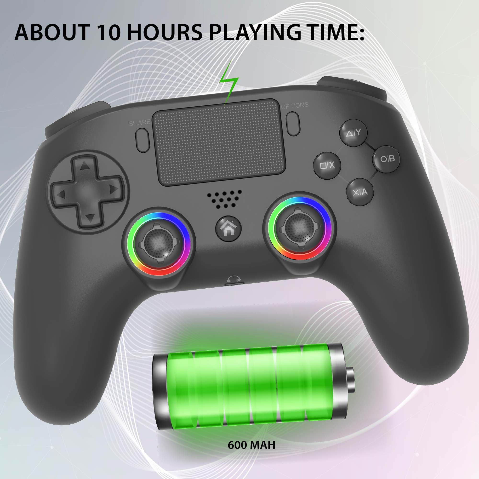 SUBSONIC Wireless Controller for PS4 Playstation 4 Bluetooth with LED Vibration Headphone Jack Black