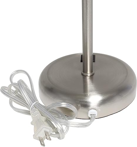 Miniatura 8 de LimeLights LT2044-WHT - Lámpara de barra de acero cepillado con puerto de carga USB y pantalla de tambor de tela, color blanco (paquete de 2)