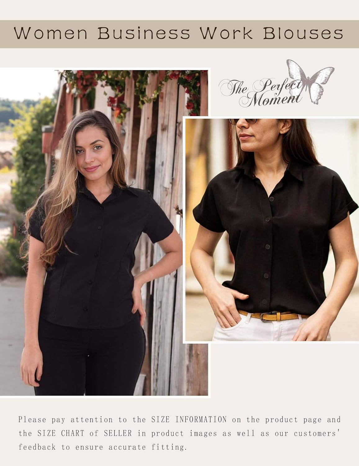 Zeagoo Women's Button Down Shirts Short Sleeve Dress Shirts Basic Business Collared Work Blouses - Image 5