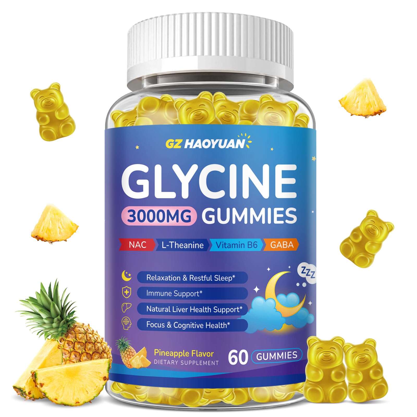 Glycine Gummies, Glycine 3g Supplements with NAC, L-Theanine, GABA, for Sleep, Relax, Nerve & Brain Support, Sugar Free, Vegan, Strawberr Flavor, 60 Cts — Amazon image 17