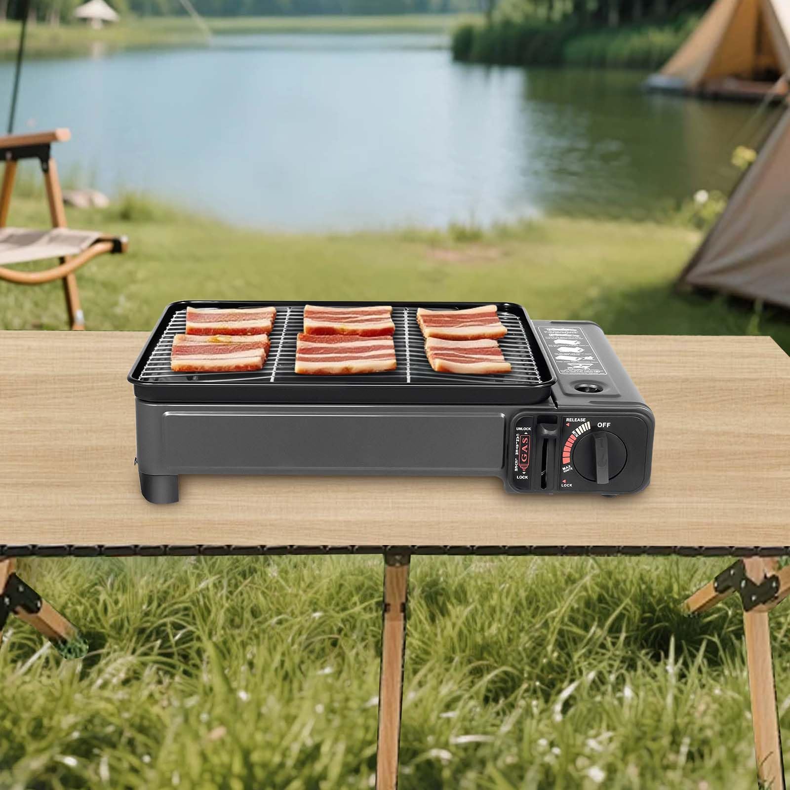 Camping grill gazowy, 41,5 x 28 x 11 cm