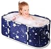 Portable Bathtub for Adult,Freestanding Surround Collapsible Bathtub,Large Foldable Bathtub with Plastic Frame,Thicken Multiple Layer Bathtub,Family SPA Soaking Tub for Shower 1 Set