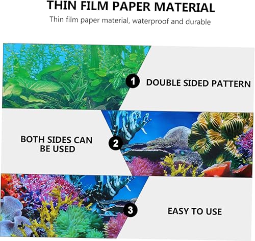Miniatura 3 de minkissy 2 piezas de fondo de pecera papel de acuario adhesivo de fondo de acuario papel tapiz de acuario fondo de pecera adhesivo océano cartel