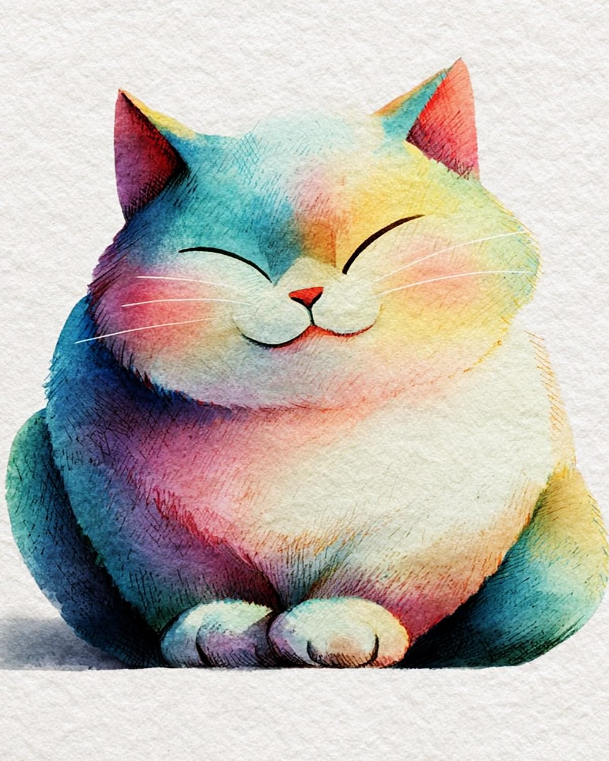Liubaishi Multicolour Paint By Numbers Kit For Adults, Rainbow Fat Cat, 40X50 Cm, Acrylic On Canvas