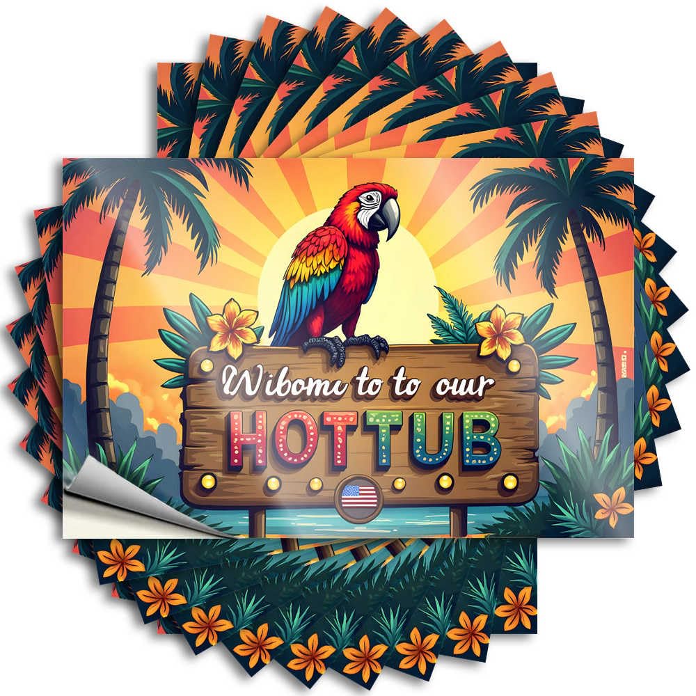 Beer Decor Fire Bumper - Welcome to Our Tropical Hot Tub Paradise Removable Decal Hat Easy Peel for Fishing(8X12CM)