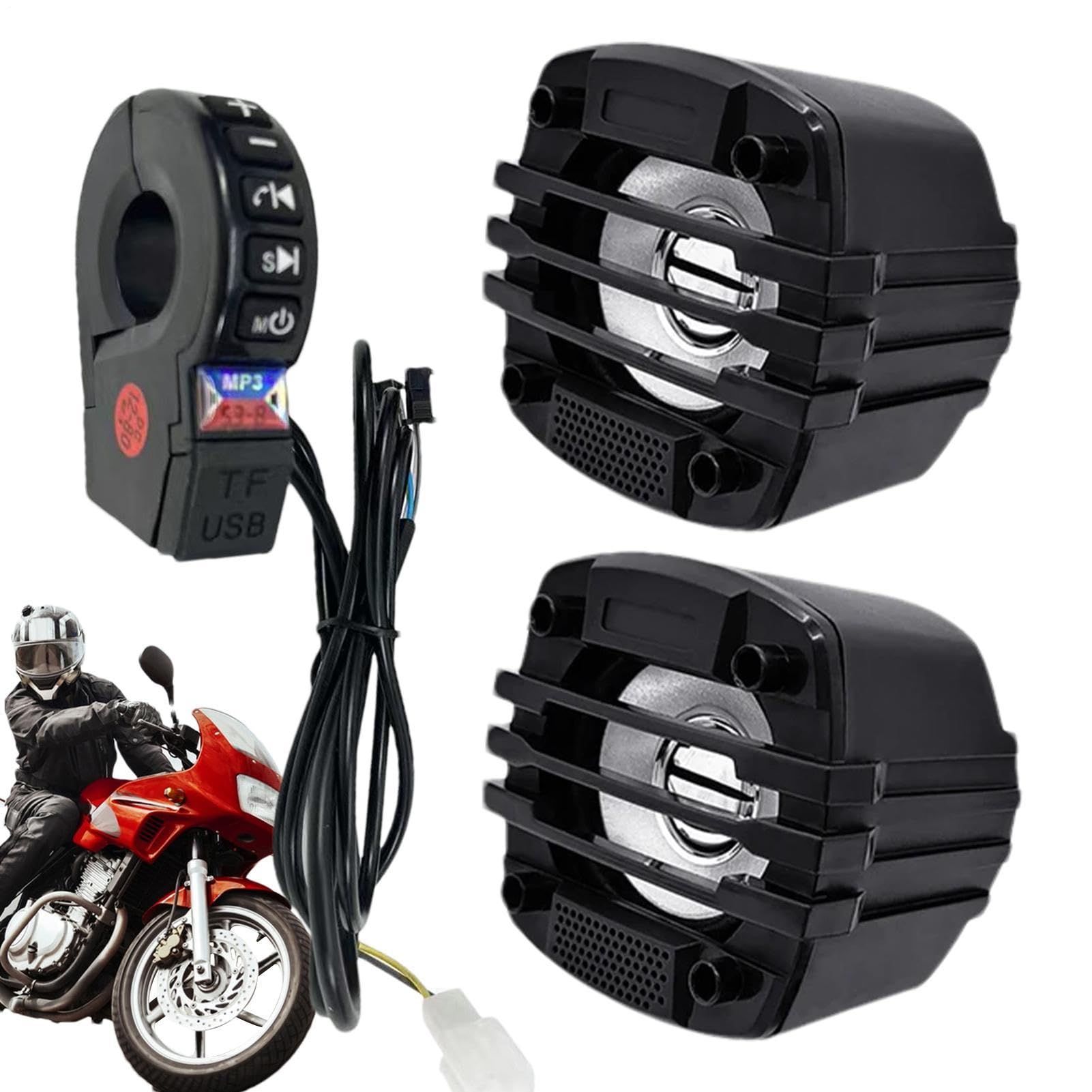 Altoparlanti per moto,stereo per moto - Altoparlanti portatili per montaggio su manubrio Suono - Stereo per moto, amplificatore radio resistente alle intemperie, di amplificazione audio per esterni
