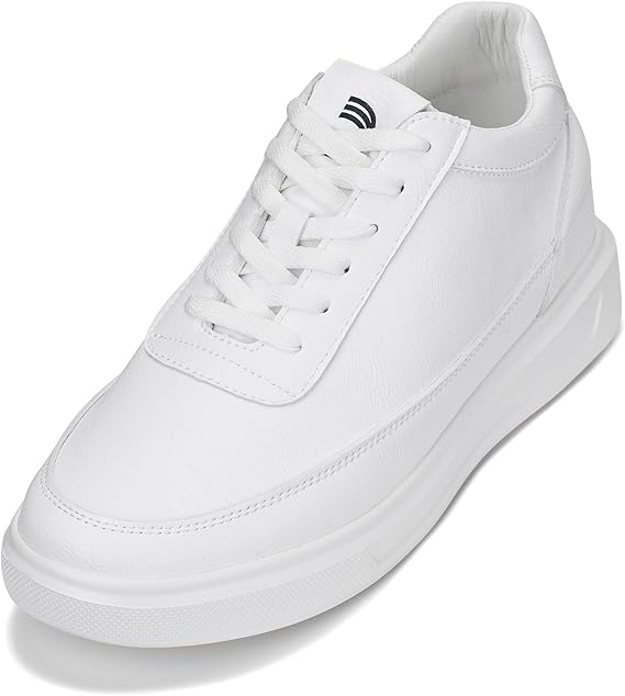 CALTO Men's Invisible Height Increasing Elevator Shoes - Glacier White Leather/Mesh Lace-up Sporty Trainers - 4 Inches Taller - G3329 - Size 6 D(M) US 6 thumbnail image