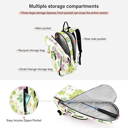 Miniatura 5 de Sporting Goods Tennis Bag Waterproof St Green Boho Butterfly Sport Pickleball Badminton Bag for Women, Men, Teenagers bolso para raqueta de