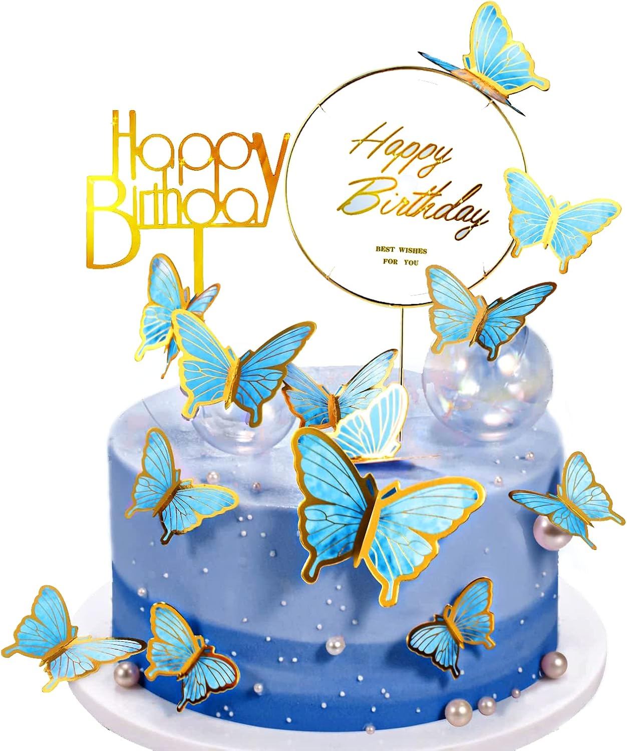 Farfalla Cupcake Topper Decorazioni,22 PCS Happy Birthday Cake Topper