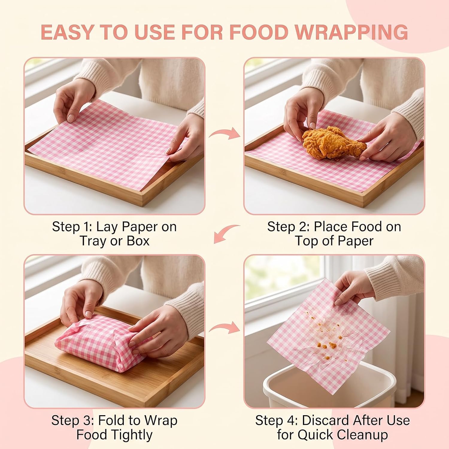 200 Pcs Checkered Waxed Deli Paper Sheets