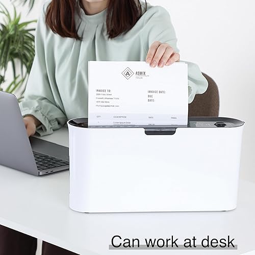 Miniatura 7 de B08W Trituradora de papel para uso doméstico, oficina, diseño compacto blanco, papel transversal de 2 hojas, 10 minutos de tiempo de funcionamiento
