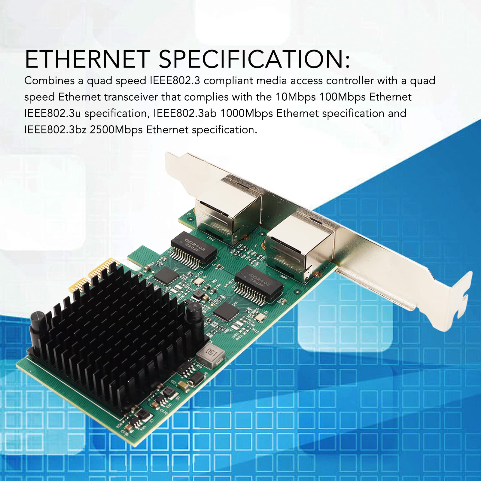 Zunate Scheda di Rete PCIE X1, Cavo in Rame a Doppia Porta 2,5 G RJ45 Scheda LAN Ethernet Scheda di Rete Controller Adattatore, Chipset Realtek RTL8125B