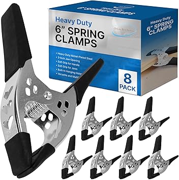 Lot of 8-6" inch Spring Clamp Large Super Heavy Duty Spring Metal Black - 3 inch Jaw opening