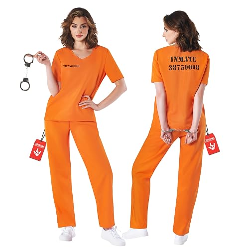 Fun Shack Disfraz Presa Naranja Mujer, Disfraz de Reclusa Halloween, S