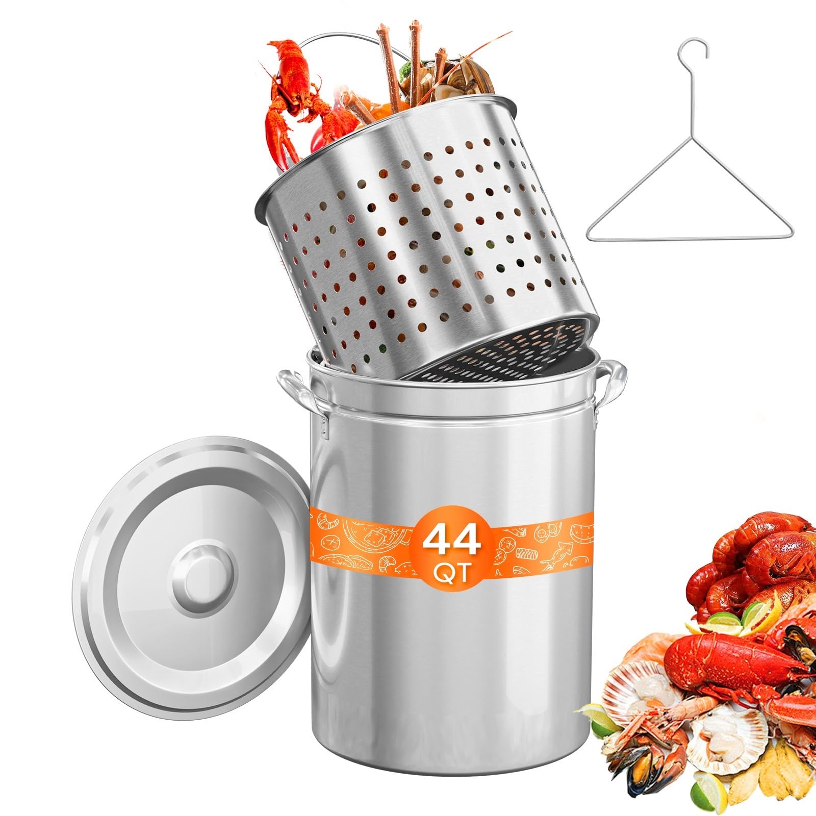 ROVSUN 44-quart stainless seafood boil pot kit with basket and lid