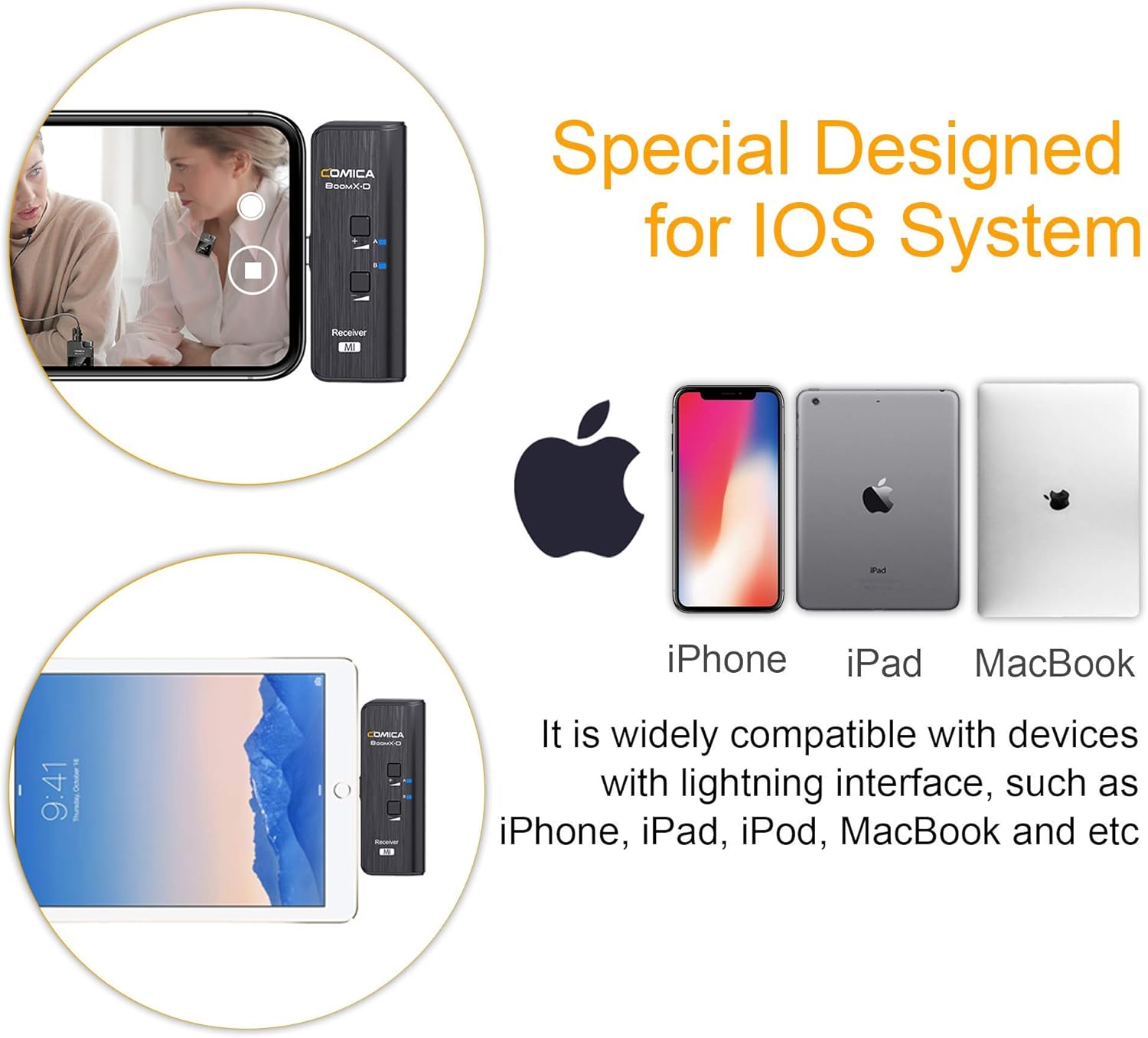 COMICA BoomX-DMI RX Professional Receiver for BoomX-D 2.4G Wireless Lavalier Microphone System,Perfect for YouTube, Facebook Live Stream etc (1Receiver)