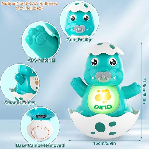Miniatura 5 de Tacobear Juguetes para gatear para bebés de 6 a 12 años, 12 a 18 meses, juguetes de luz musical para bailar con dinosaurios, juguetes para aprender