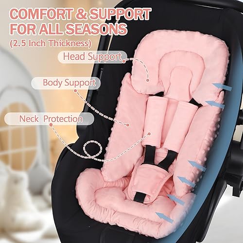 Miniatura 4 de Inserto de asiento de automóvil para niño y niña, inserto de asiento de automóvil para recién nacido 3 en 1 con almohadillas para correa, soporte de