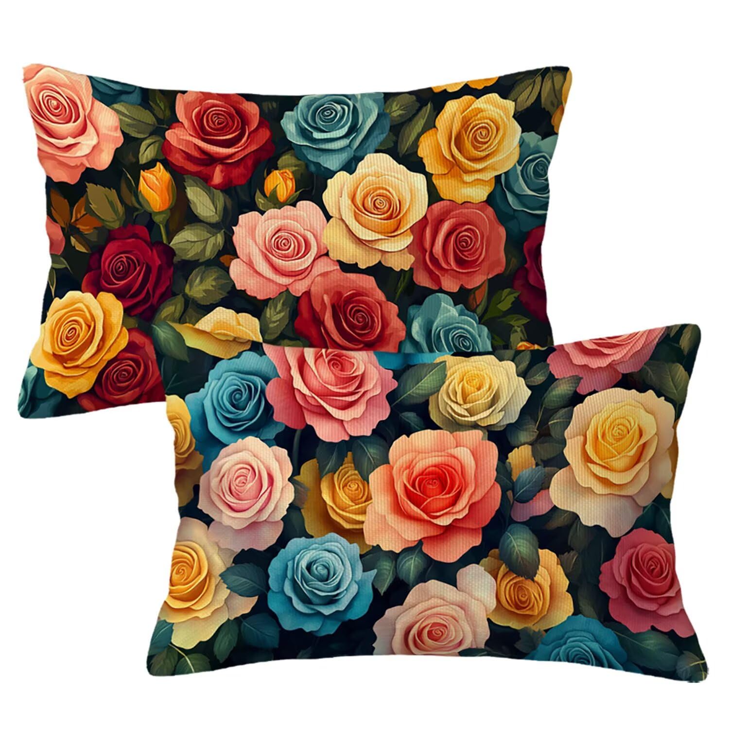 Housse coussin fleurs 40x60 double face pour rénover votre canapé et salon de jardin