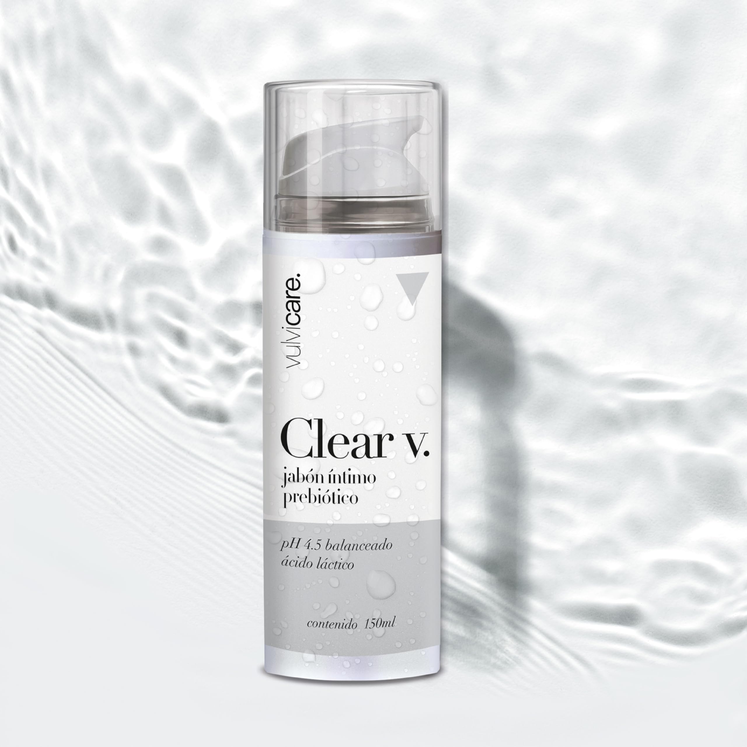 Vulvicare Clear V Sapone intimo prebiotico pH 4,5 bilanciato 150ml - Con acido lattico per un microbiota equilibrato - Igiene e cura vulvovaginale