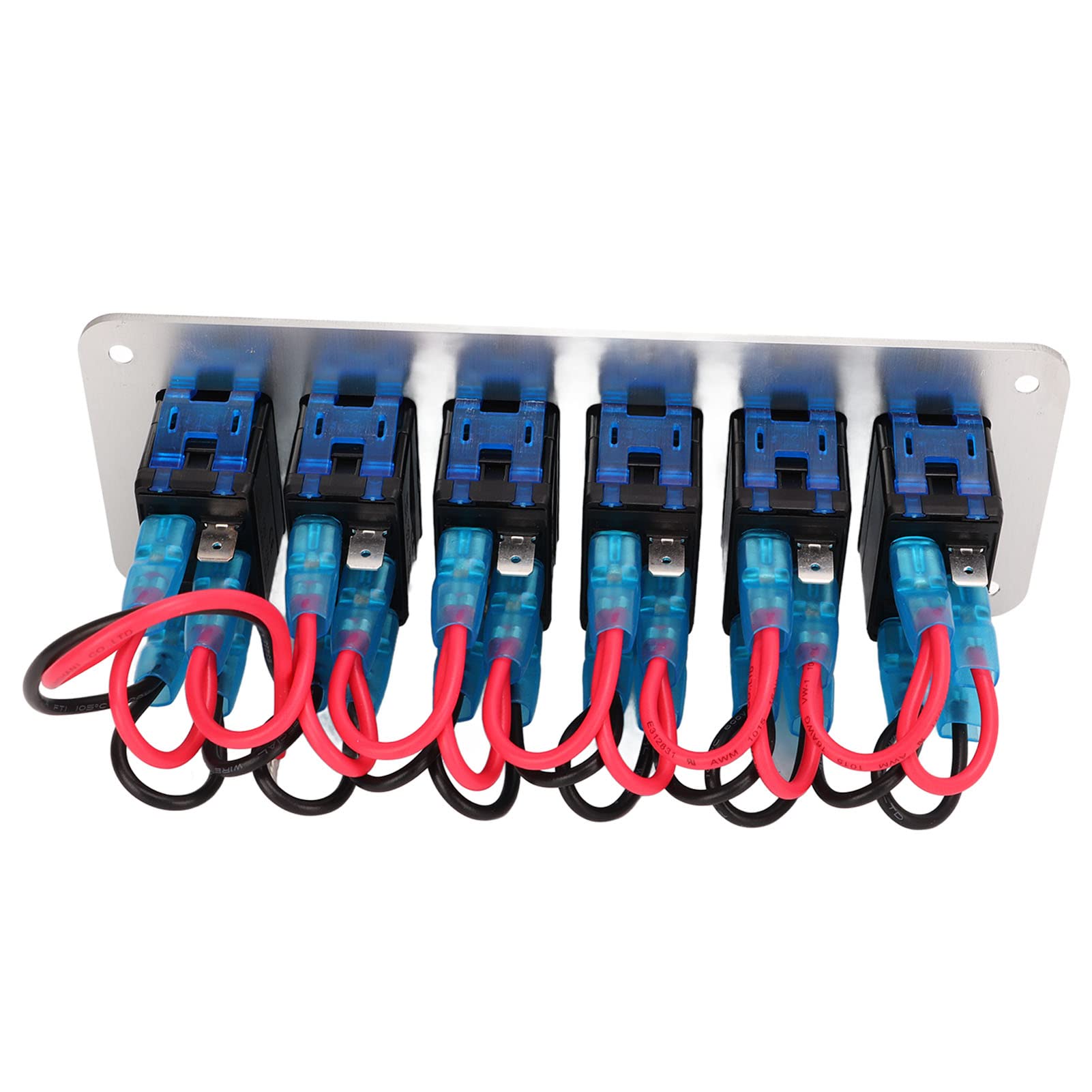 Pannello interruttore a rocker a 6 gang 12 V 24 V LED blu impermeabile SPST On Off interruttore pre-cablato per auto barca camion UTV con telaio in lega di alluminio