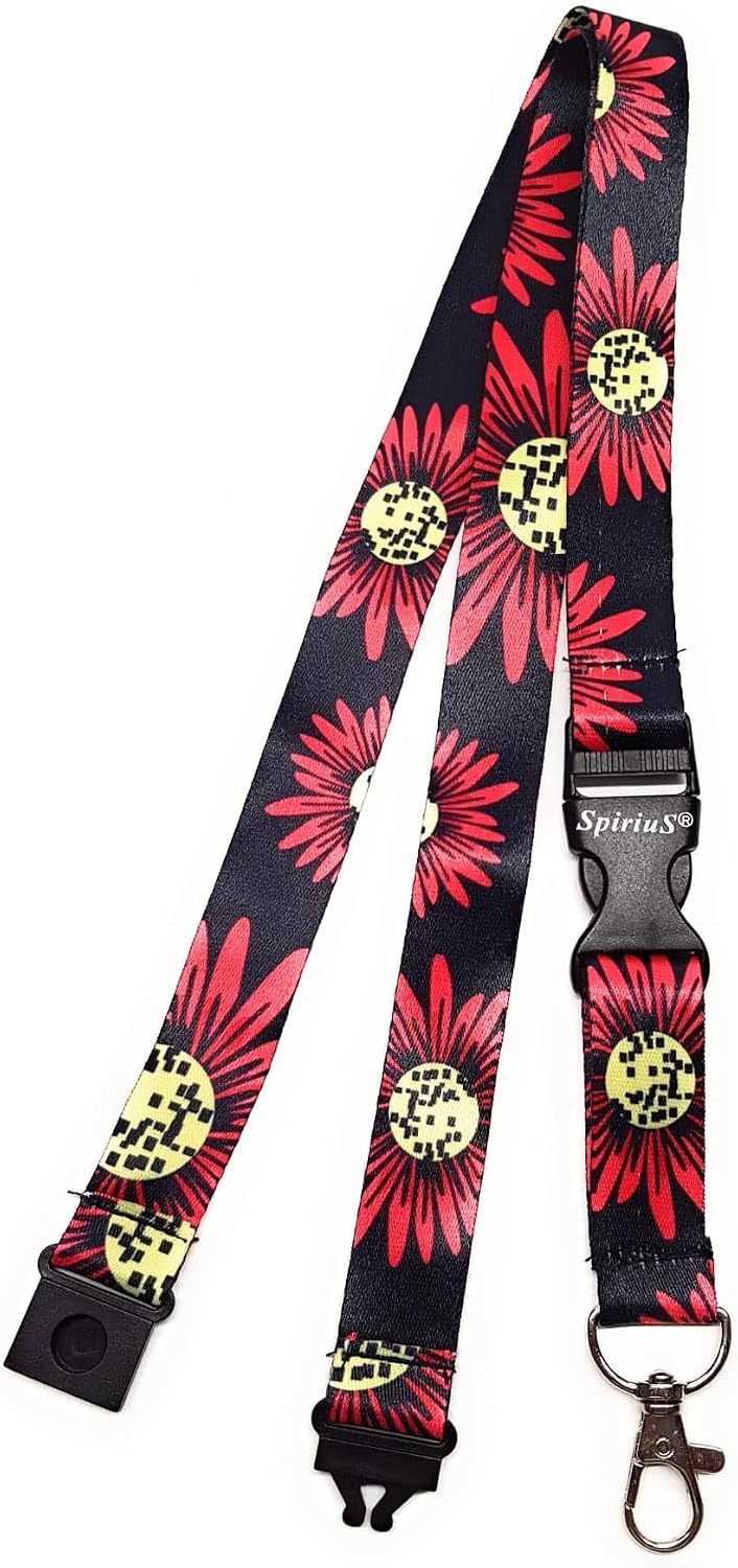SpiriuS Lanyard Neck Strap with Metal Clip & Safe Zip-Lock Waterproof Id Badge Card Holder (Big Flowers) - Image 5