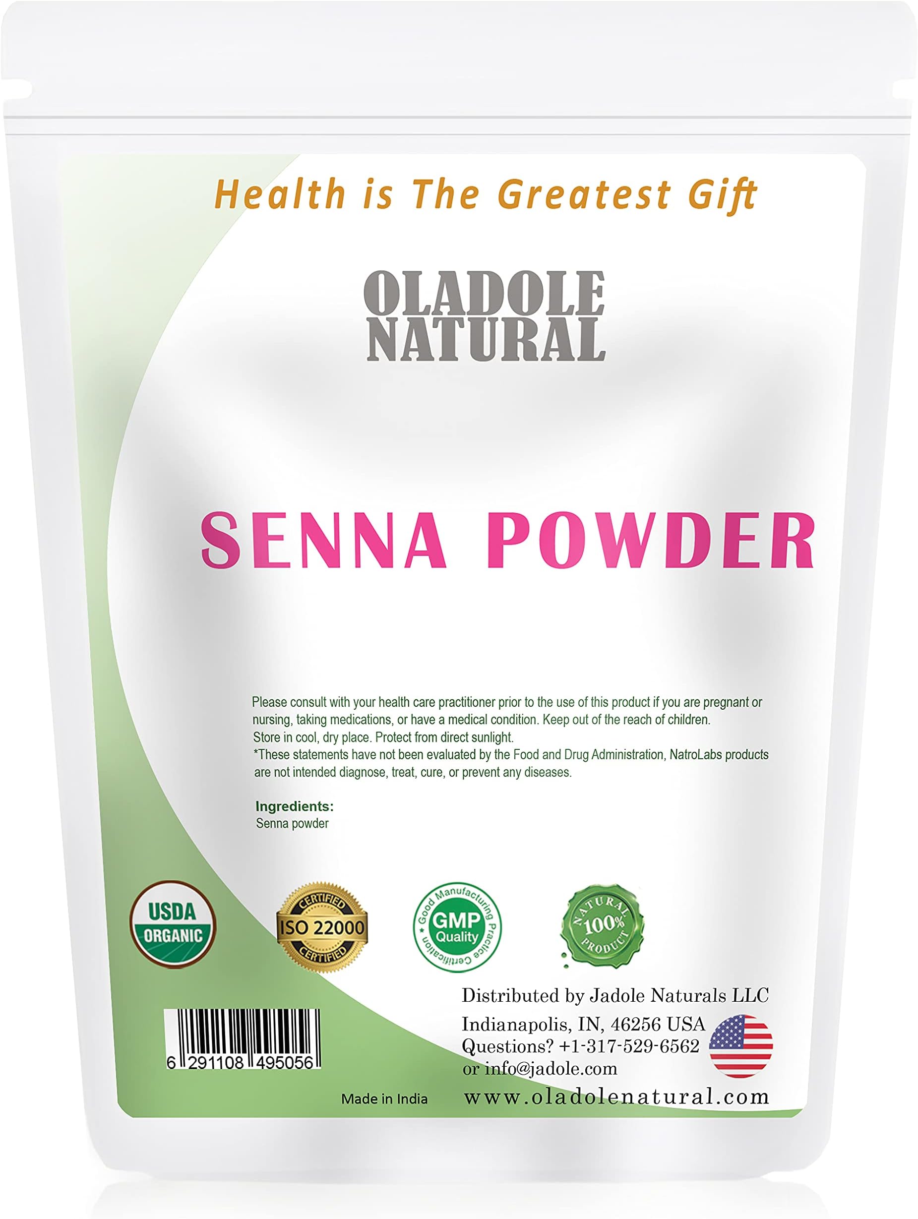 Oladole Natural, Senna Leaves Powder (Cassia angustifolia) 100g fo Natural Herbal Laxative and Ayurvedic Herbal Supplement to Support Digestive Function